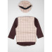 Checks Jacket Pattern Beige Cotton Silk Kids Dress (KR1352)